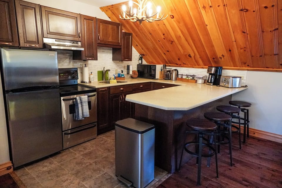Cozy loft kitchen—fully equipped for your convenience