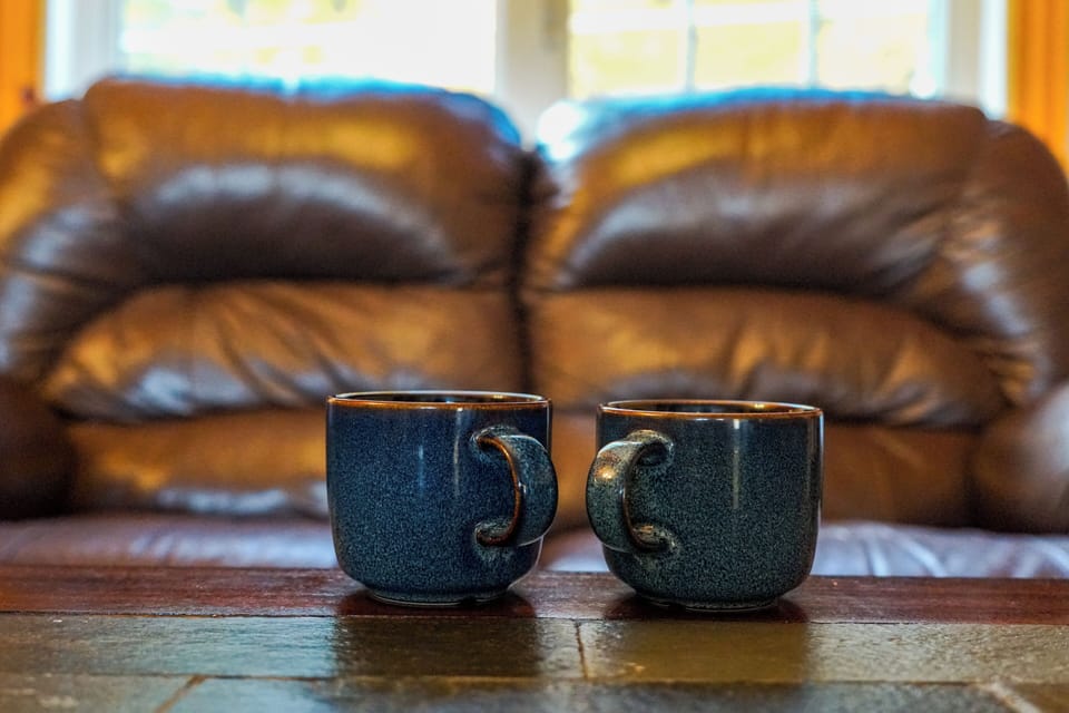 The cozy living area in the loft is the best place to curl up with a cup of something warm