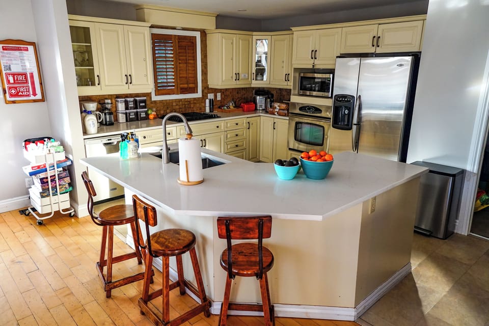 Pull up a stool at the island for another place to eat and entertain