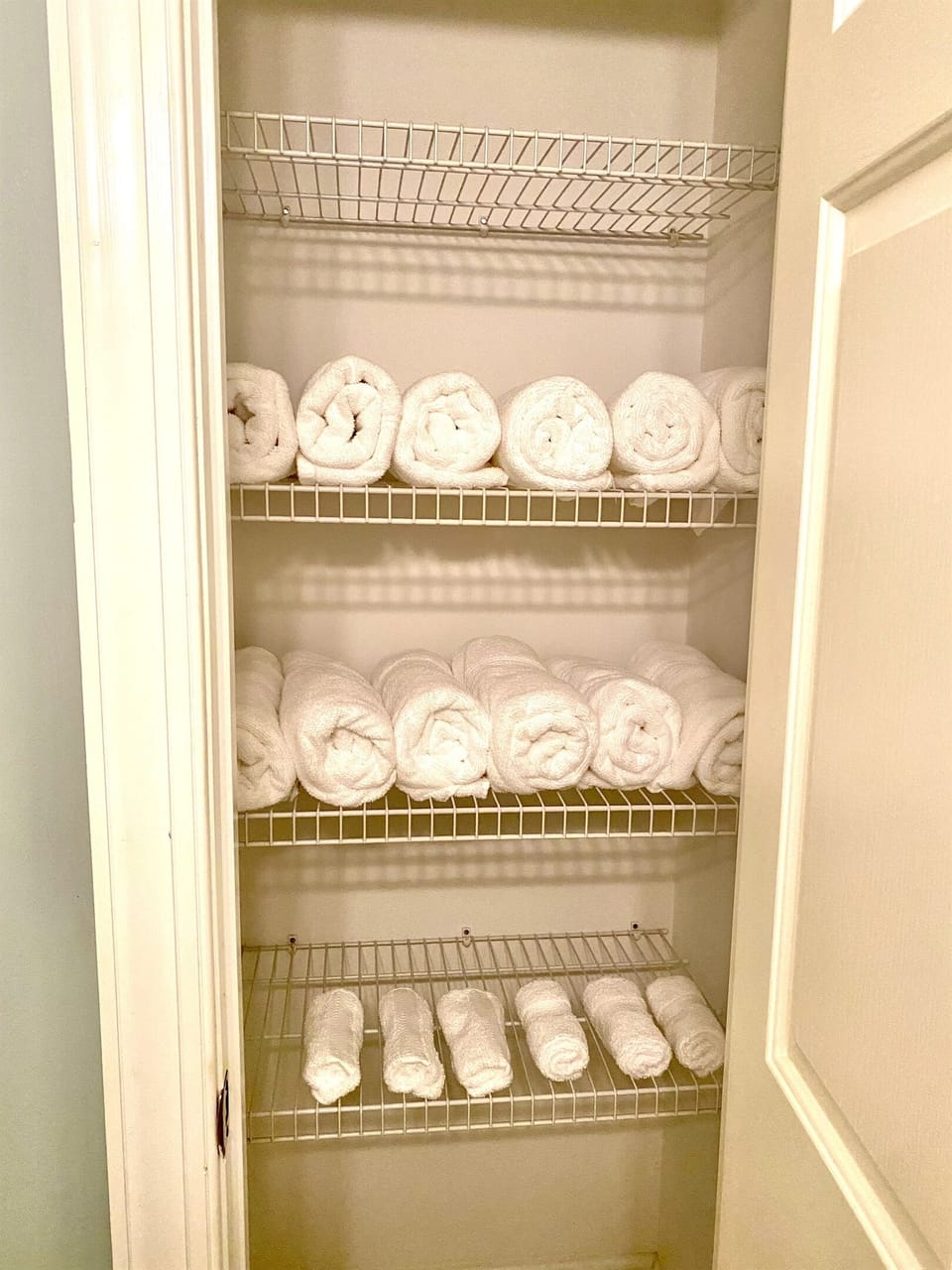 Plenty of fresh rolled towels for your stay.