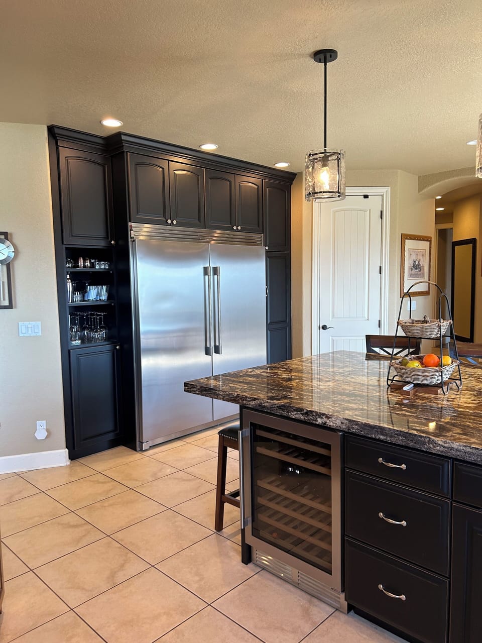Large custom refrigerator and wine refrigerator