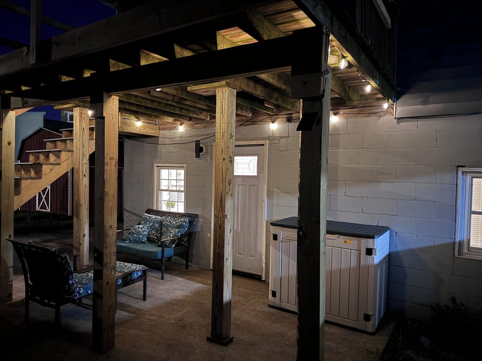 Please Excuse our Patio appearance as neighbors rebuild the deck w/ conservation
