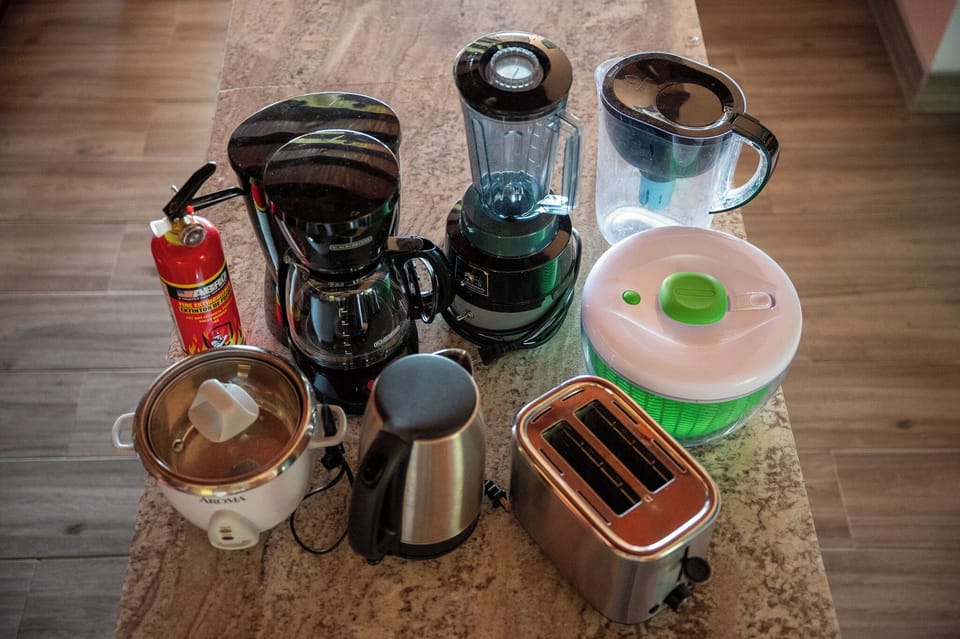 Appliances to prep your meals and drinks. Brita is redundant - ALL H2O filtered.
