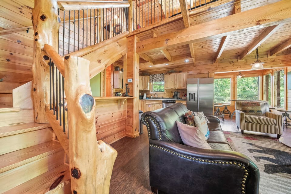 Three levels of cabin charm — every floor has something to discover.