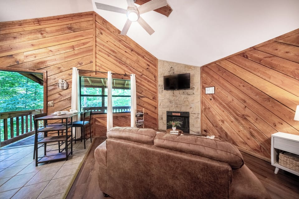 Enjoy modern comforts and savor forest views from your inviting dining and lounge space.