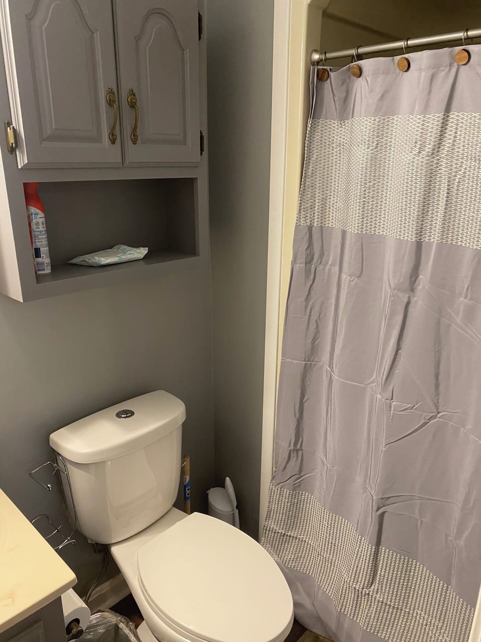 Clean bathroom with shower.