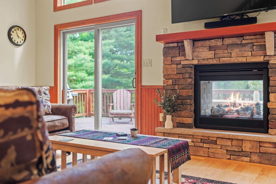 Warm up by the fireplace.