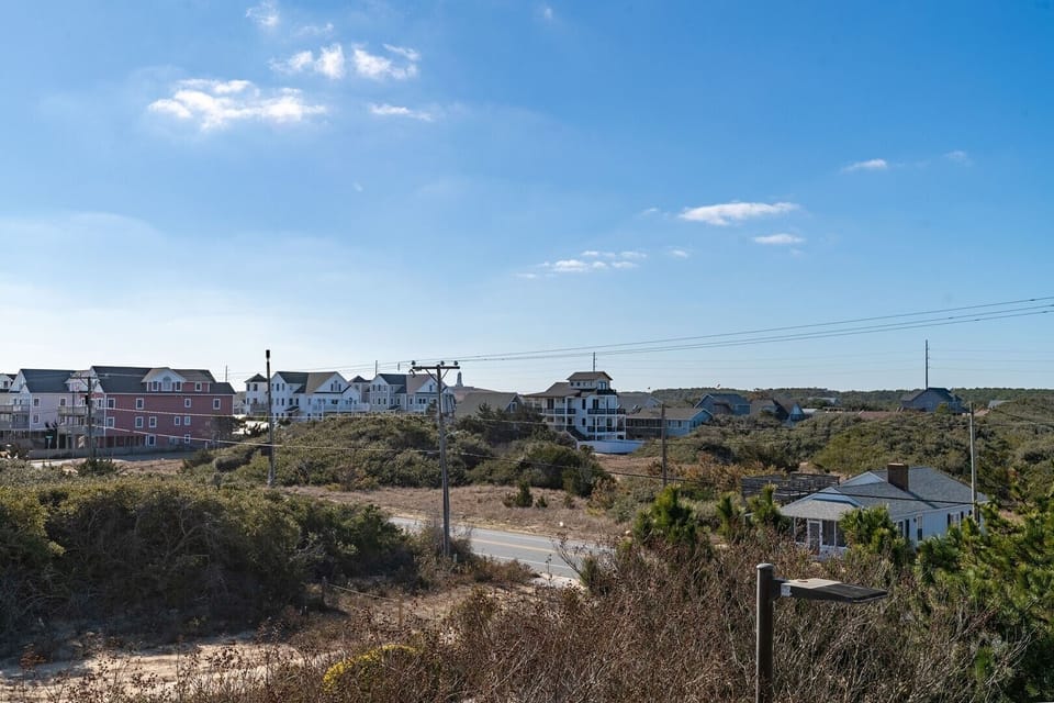 View off deck of beach road