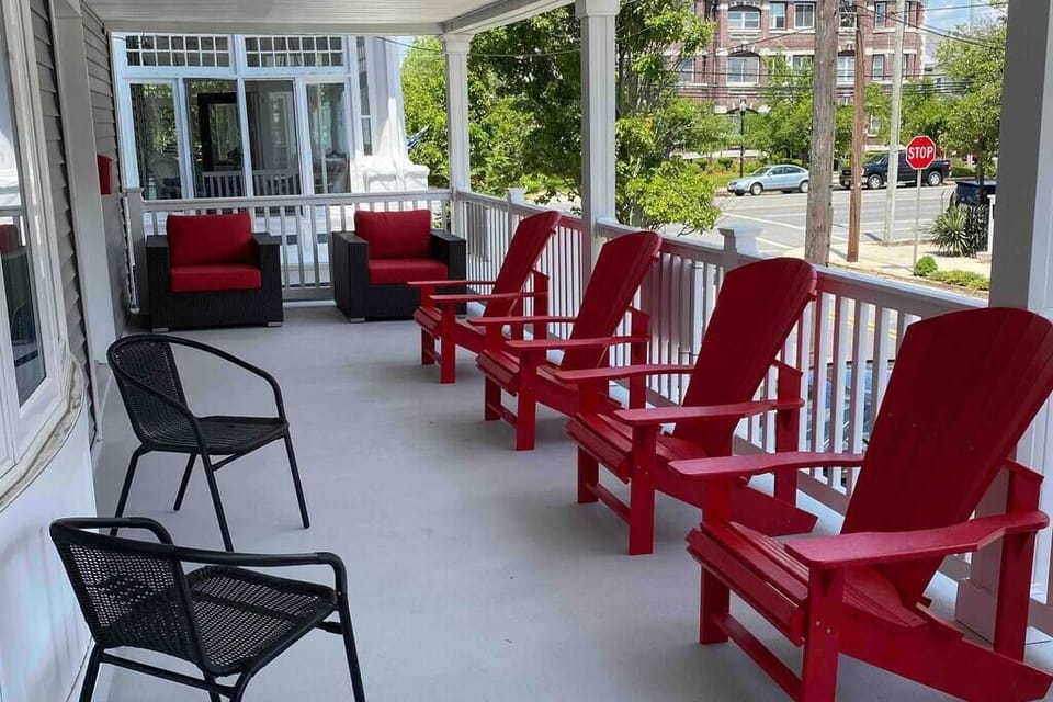 Covered porch seating area 