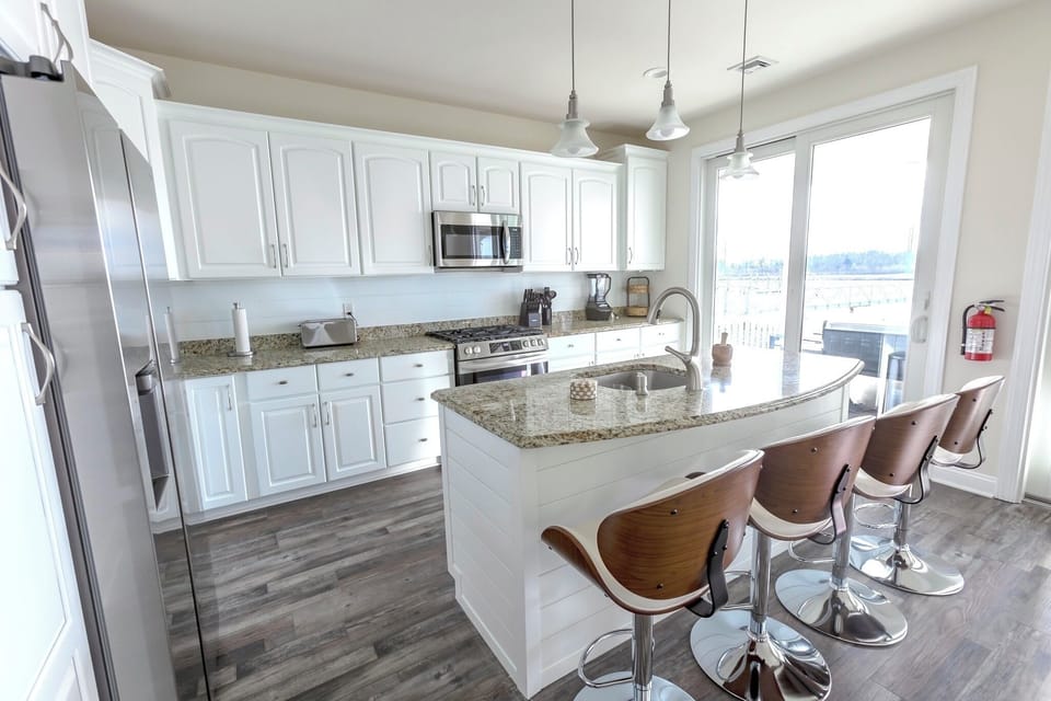 Kitchen island with counter height stools