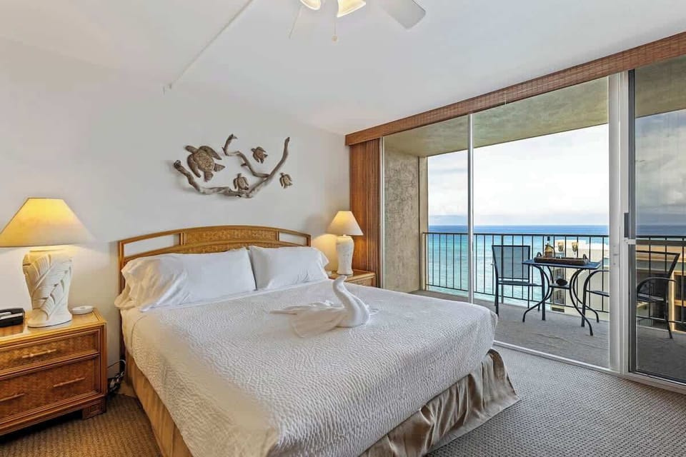 King size bed in this ocean view studio