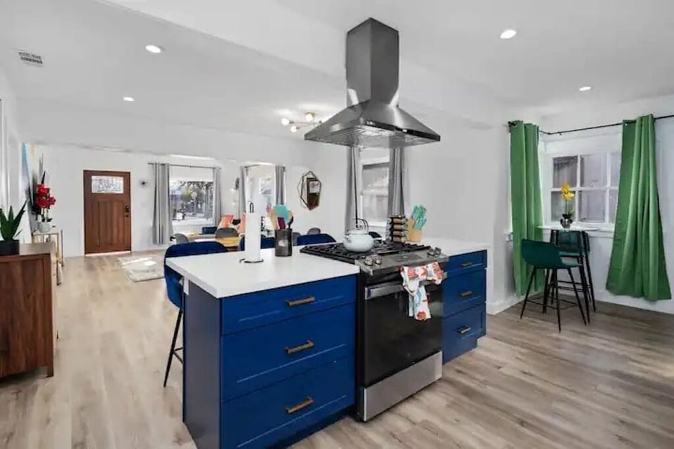 Kitchen with stainless steel appliances