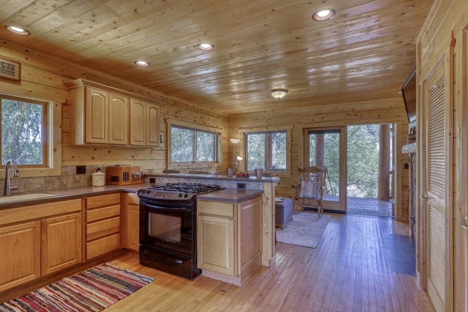 Honey tone pine throughout