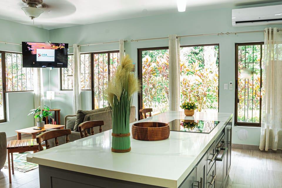 Subtle decor touches on the island for a cozy kitchen feel.