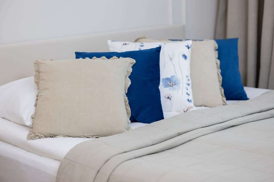 Soft pillows on the bed. 