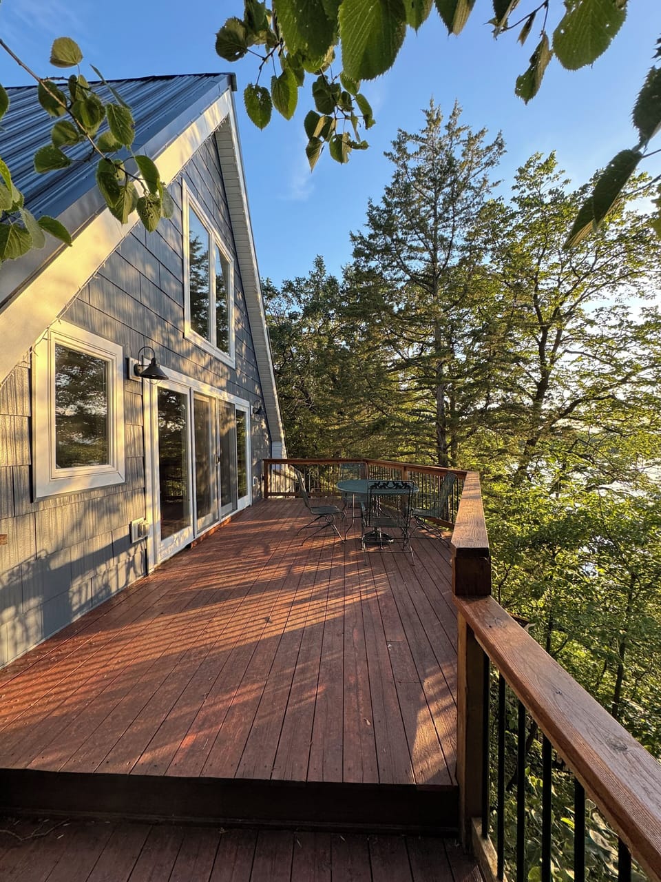 An expansive deck overlooks the water! 