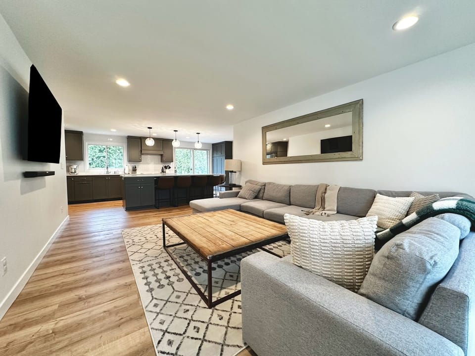 Main floor open concept kitchen and living room area