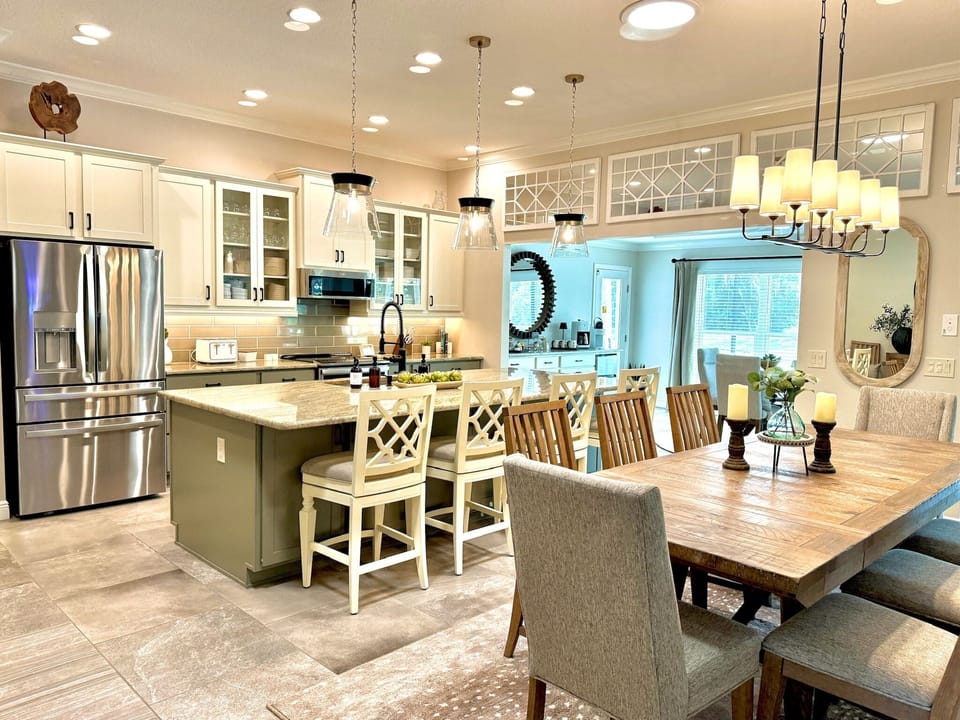 Your family chef won't miss out on any of the action from this fully equipped, open concept kitchen.