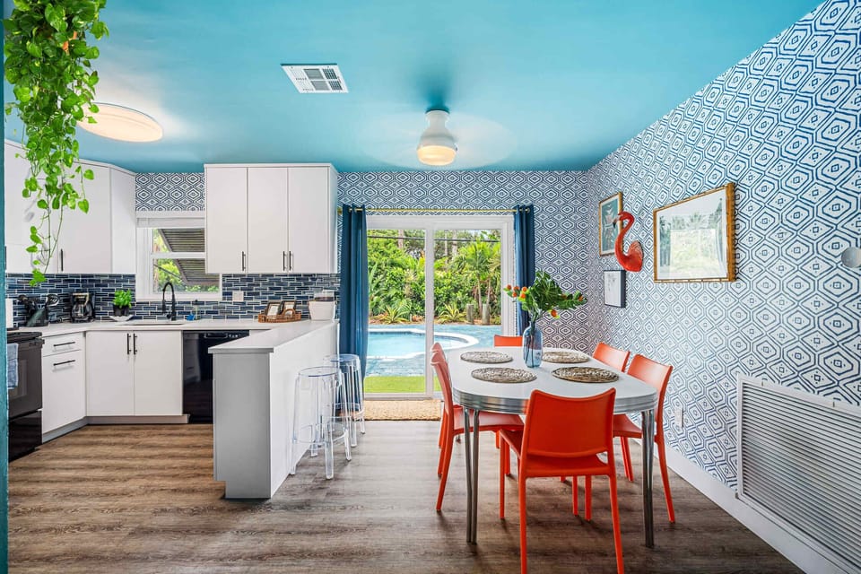 The home's interiors are vibrant and full of character.
