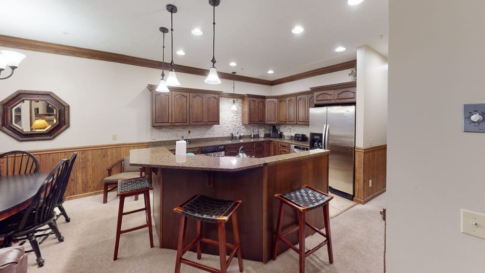 Indoors, Kitchen, Refrigerator, Dining Table, Furniture