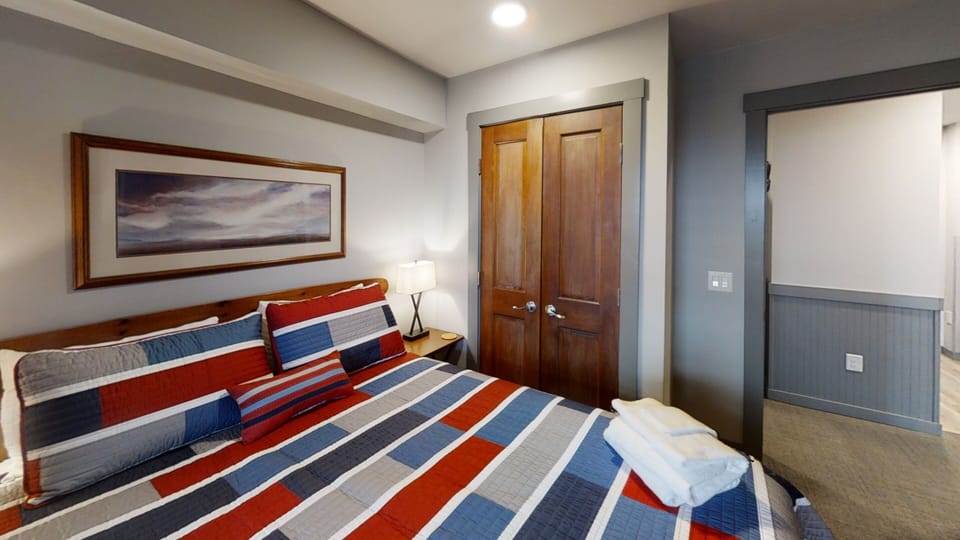 Indoors, Bed, Furniture, Lamp, Bedroom