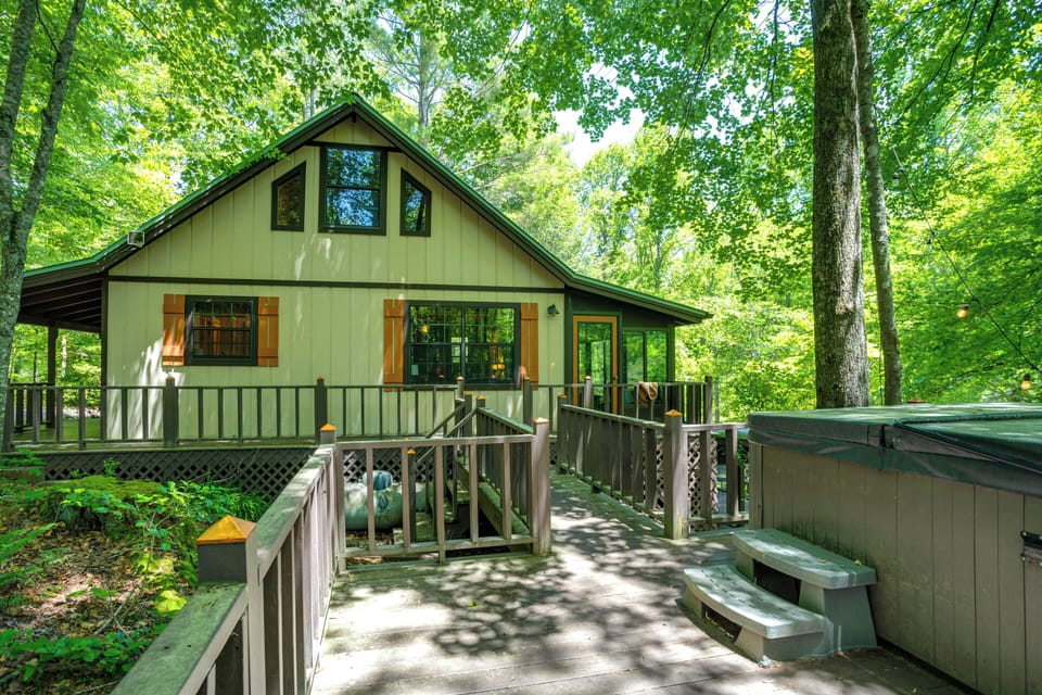 House Exterior | Private Hot Tub | Trout Fishing On-Site