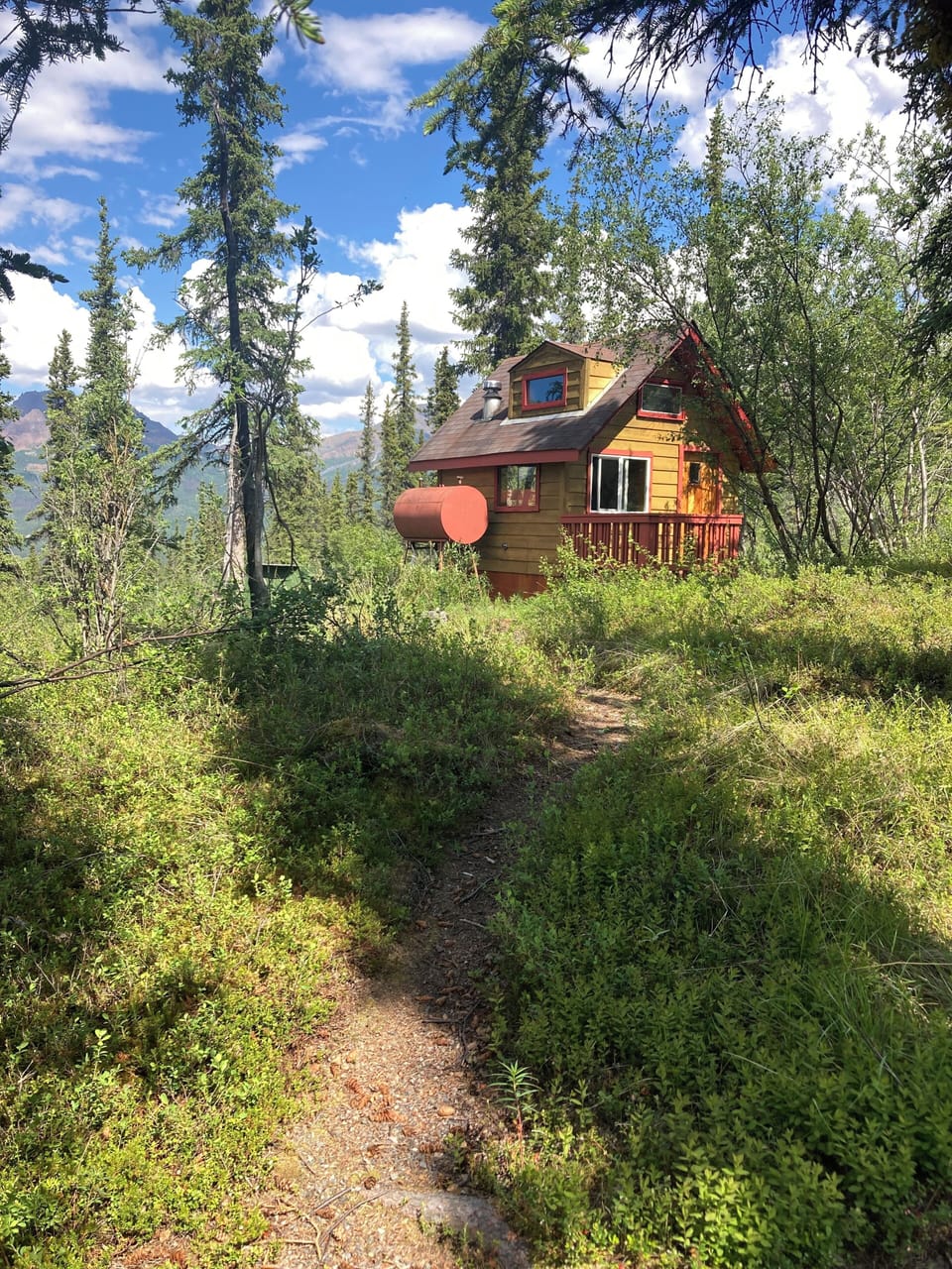 A short, but lovely walk to the outhouse.
