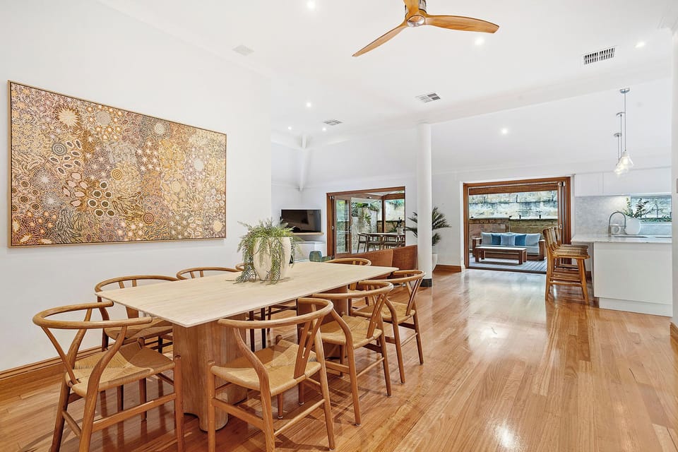 Dining room with table that seats up to 6