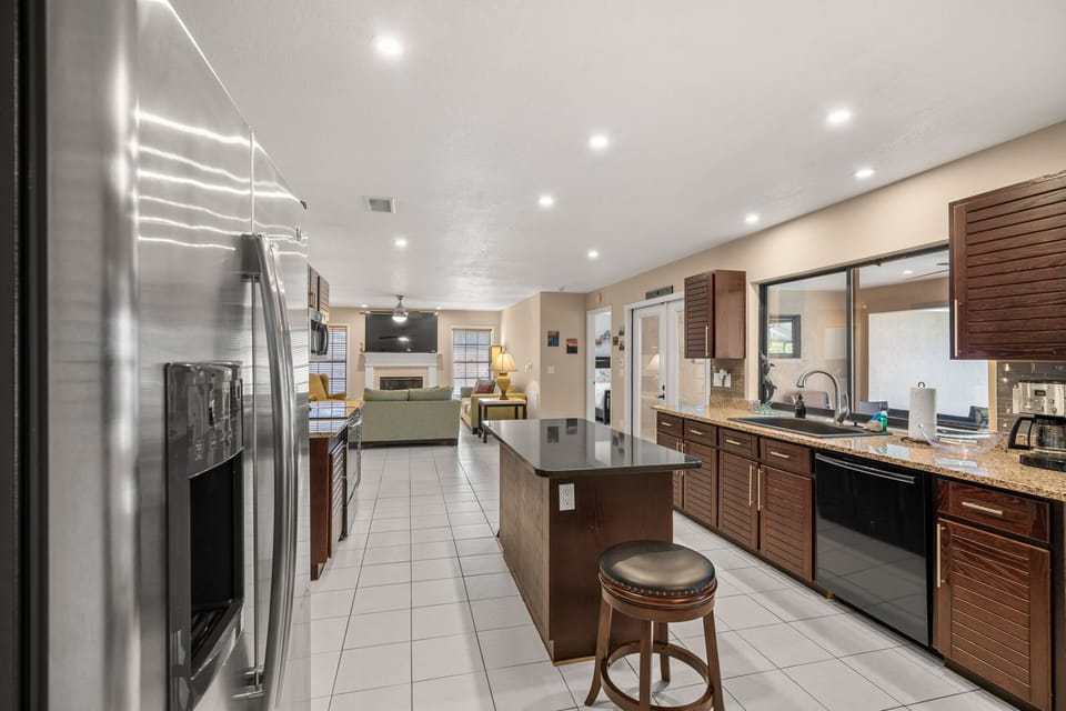 Spacious, fully-stocked kitchen