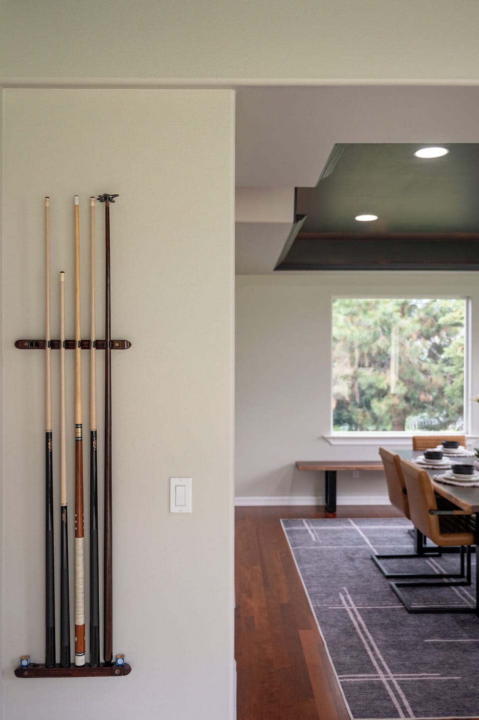 Pool table with pool sticks provided
