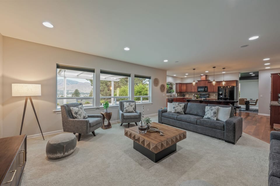 Living room with Smart TV and open layout main floor