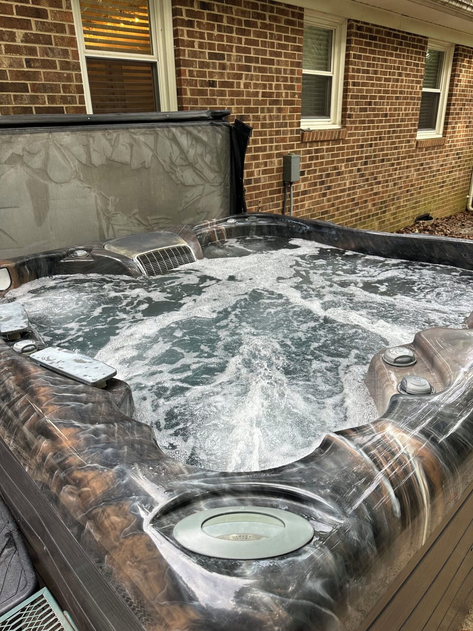 Hot tub on back patio