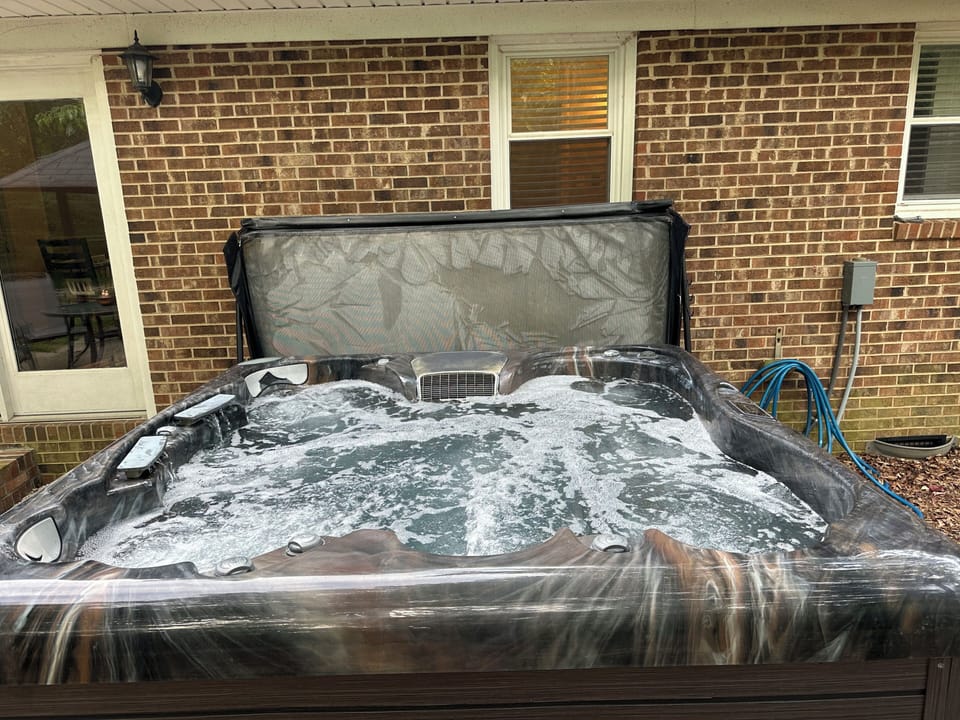 Hot tub on back patio 