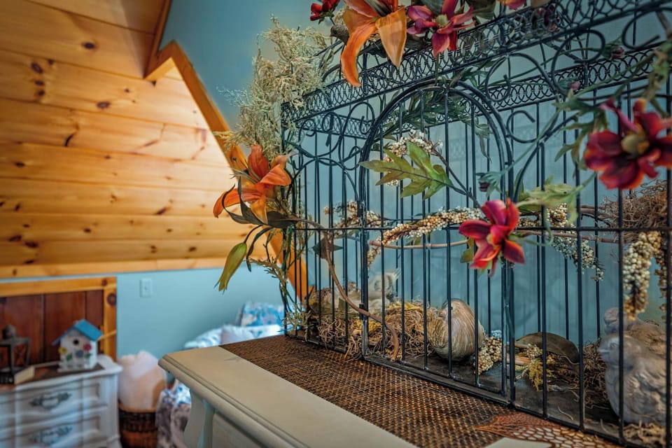 Charming rustic décor adds warmth and character.