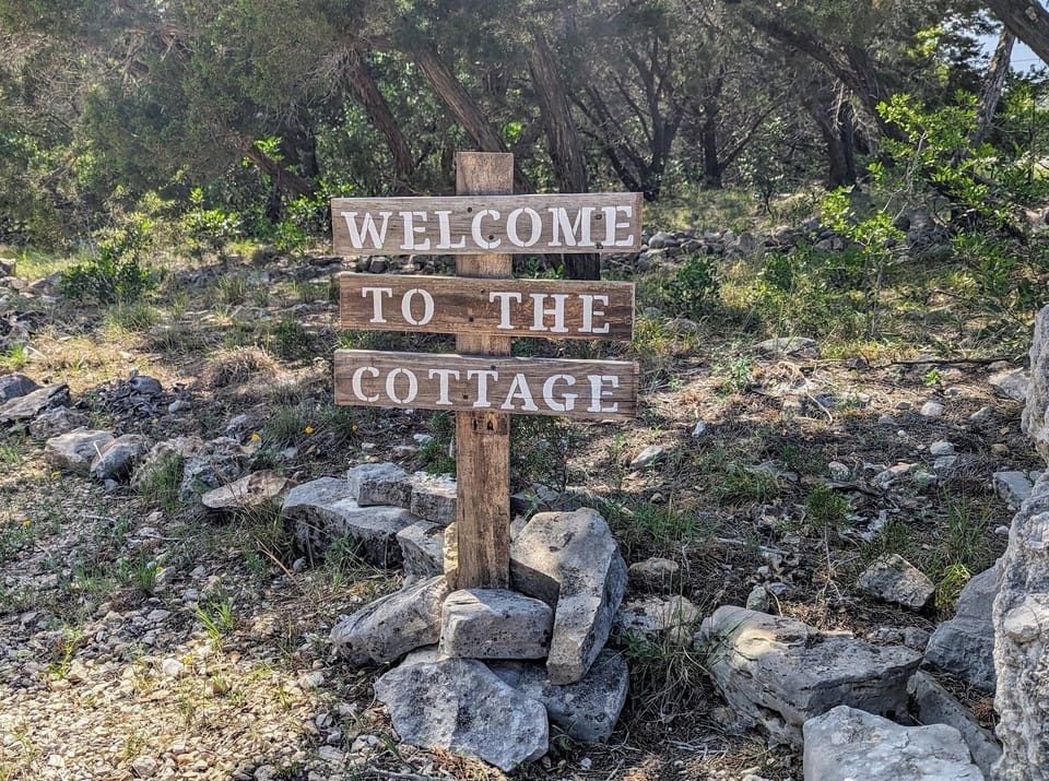 Look for the welcome sign at the end of the driveway.