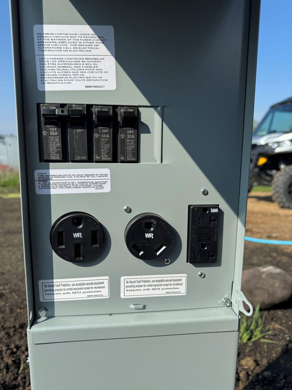 extra plugs to plug in boat batteries or a friend can bring a camper


