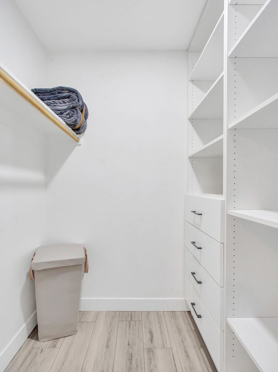 All bedrooms have closet for clothes storage with rod, drawers and shelves