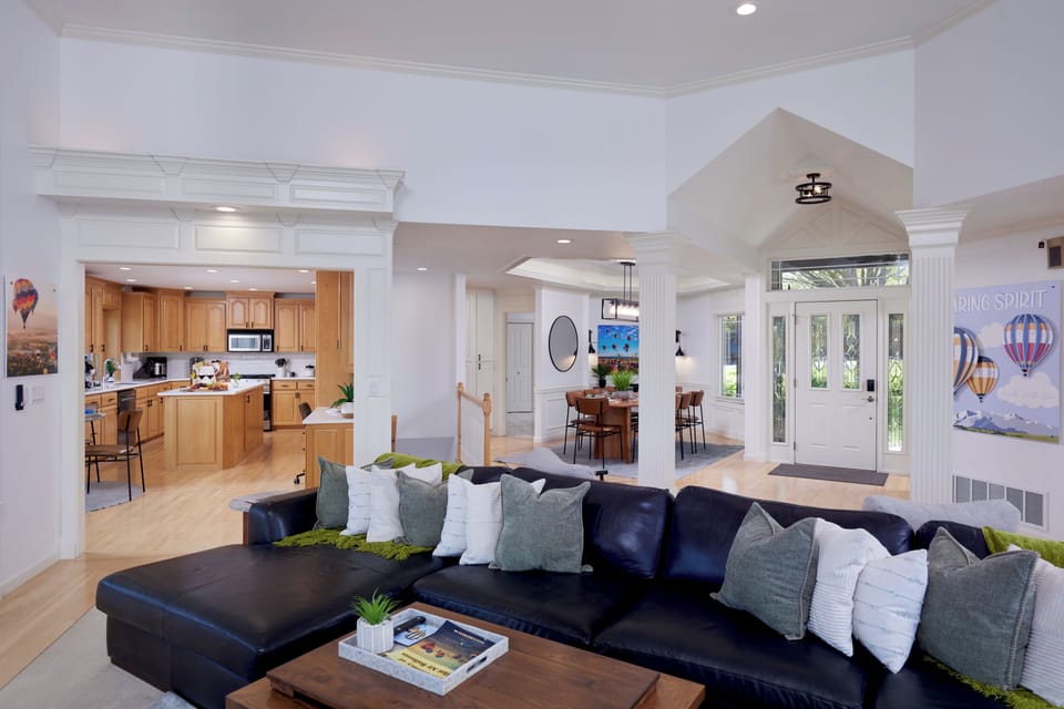 Open-concept living area connects gathering spaces throughout.