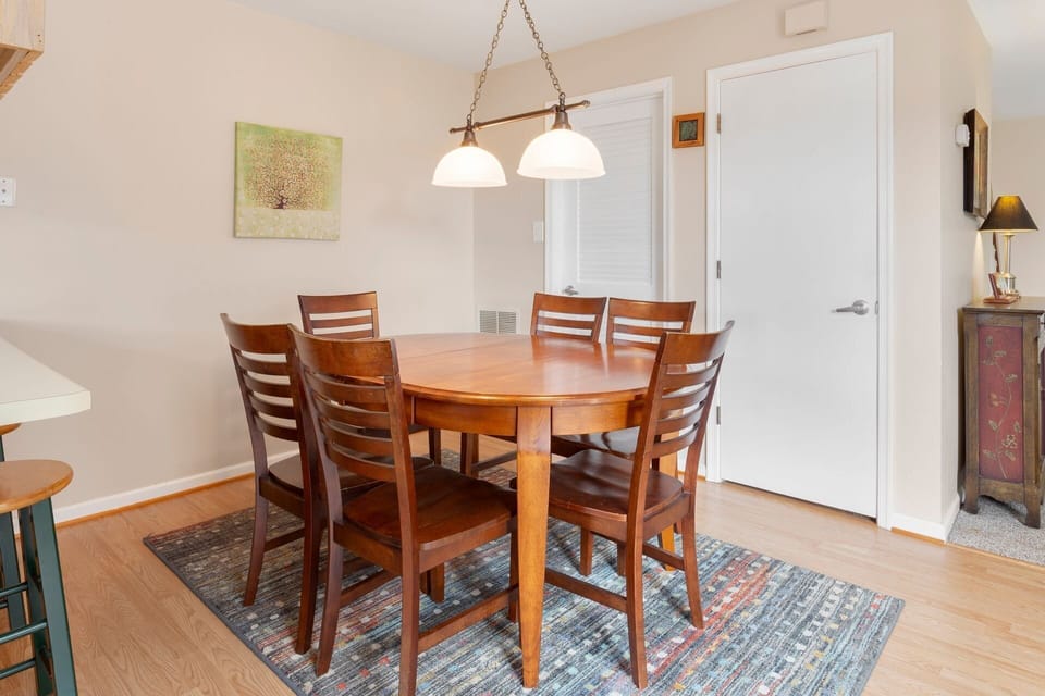 Whip up something delicious in the modern Kitchen to enjoy in the nearby dining area.