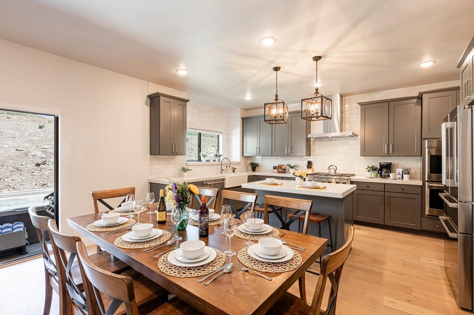 Dining area with seating for 8 and patio access
