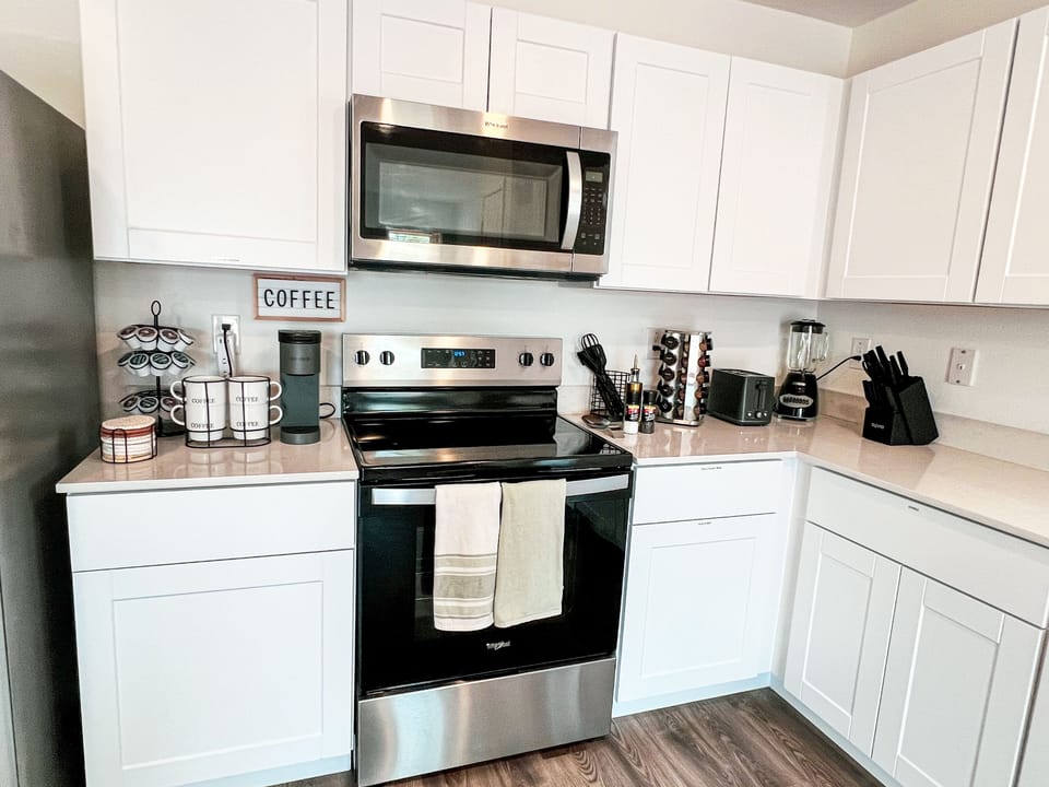 Kitchen and complimentary coffee bar