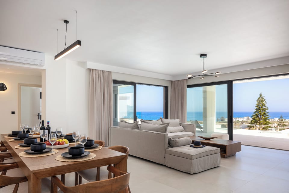 Open plan living and kitchen area in the Left Building