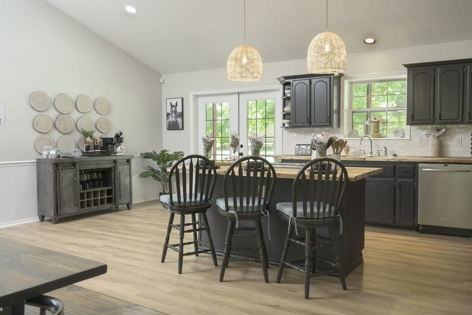 Enjoy the open-concept kitchen in the main house, perfect for cooking and entertaining.