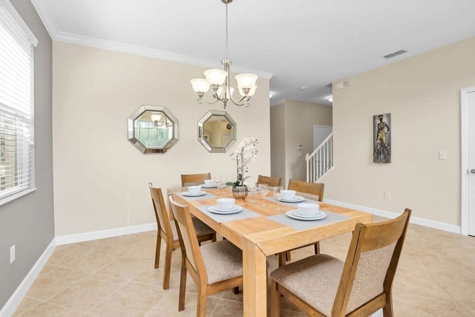 Dining Area With Modern Decor And Large Table