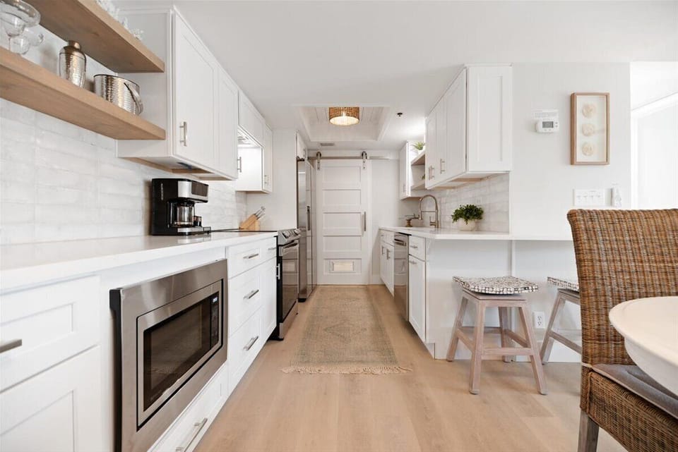 Completely renovated and has an extended kitchen with built in microwave.