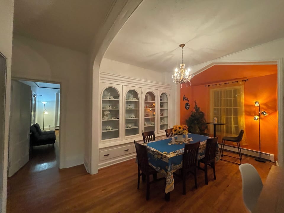 Dinning room with different tables seats 8 