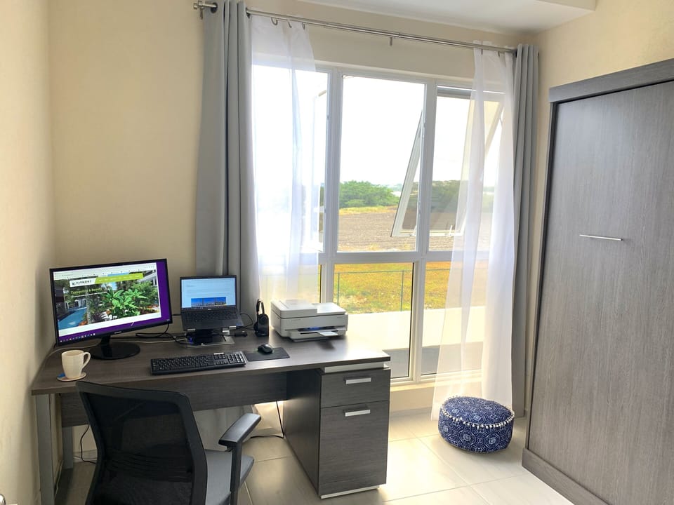 Fully-equipped ergonomic office with video-ready wired and Wi-Fi Internet