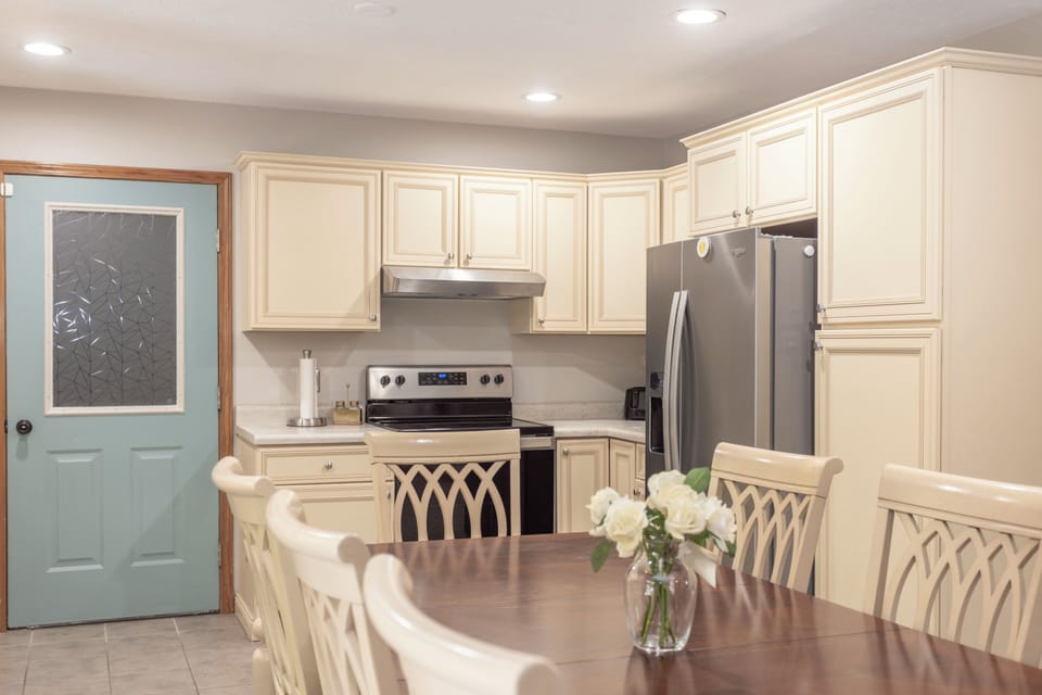 Modern cabinetry and sleek stainless appliances