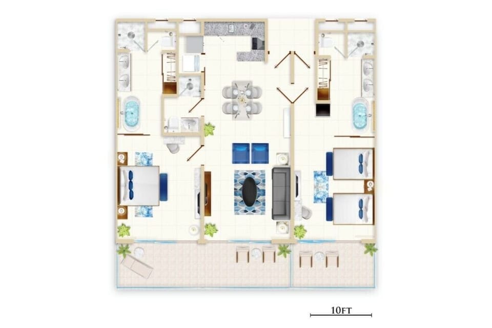 2 bd Suite layout, 165m2, 1776 sqft a very spacious unit, vacation with style 