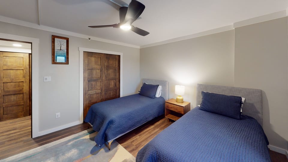 Indoors, Ceiling Fan, Bed, Bedroom, Furniture
